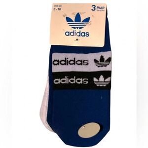 Adidas Classic Moisture Wicking Yarn Blue and White Socks 3 Pairs New
